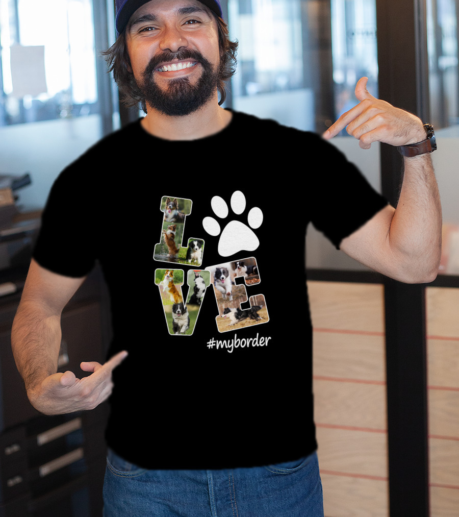 LOVE Paw Print Border Collie #myborder T-Shirt