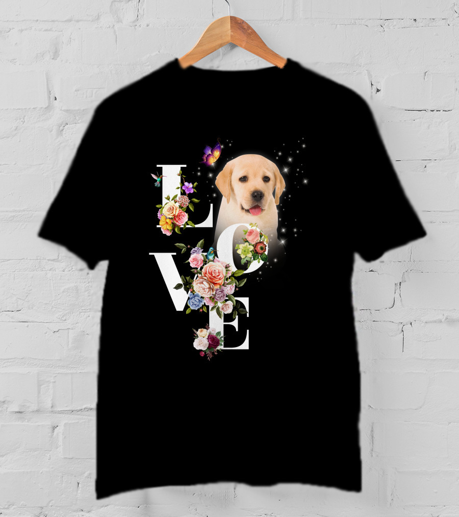 LOVE Labrador Flowers Butterfly Puppy Magic T-Shirt