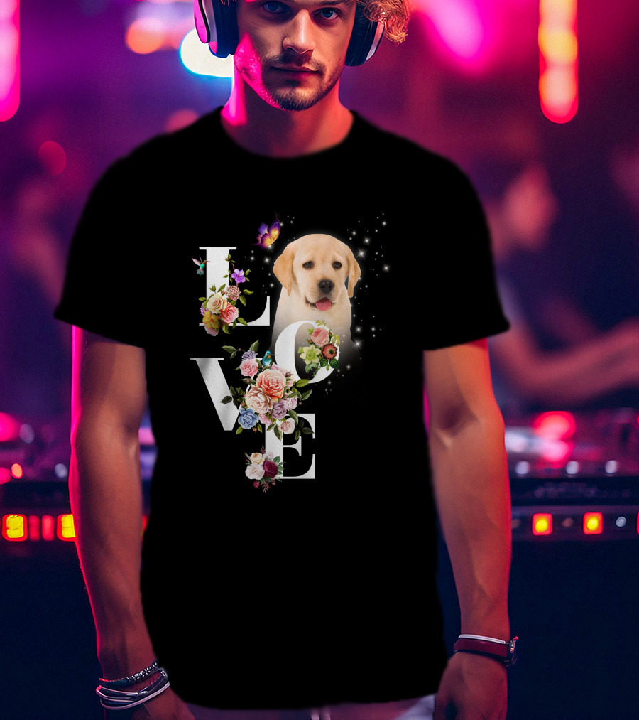 LOVE Labrador Flowers Butterfly Puppy Magic T-Shirt
