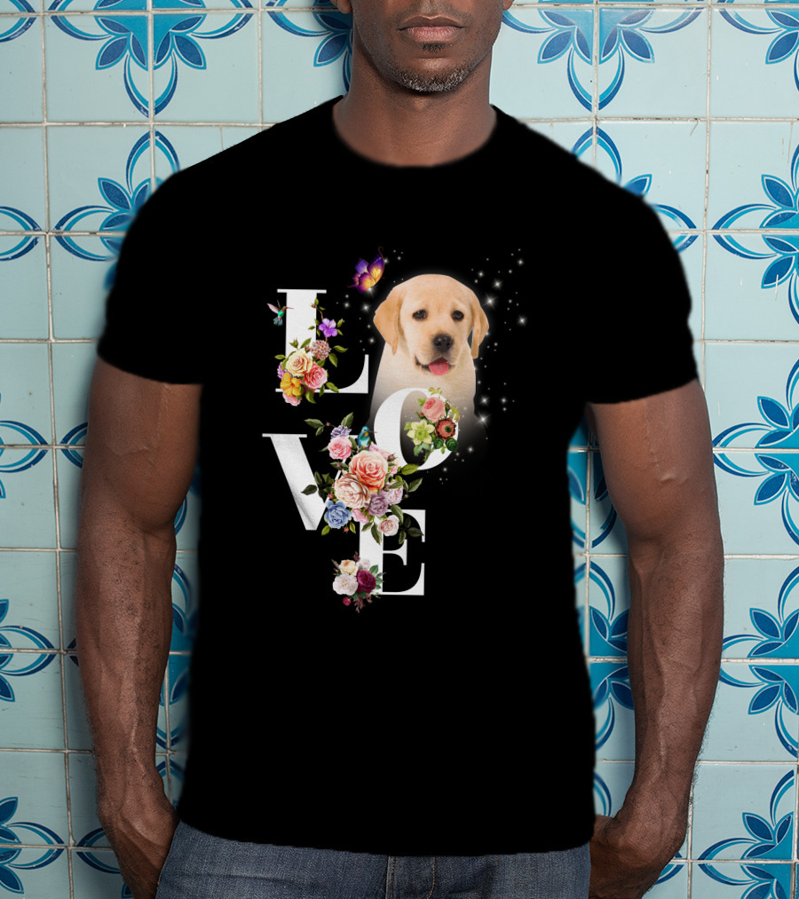 LOVE Labrador Flowers Butterfly Puppy Magic T-Shirt