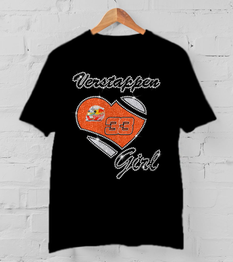 Verstappen Girl 33 Red Bull Heart Sparkle T-Shirt