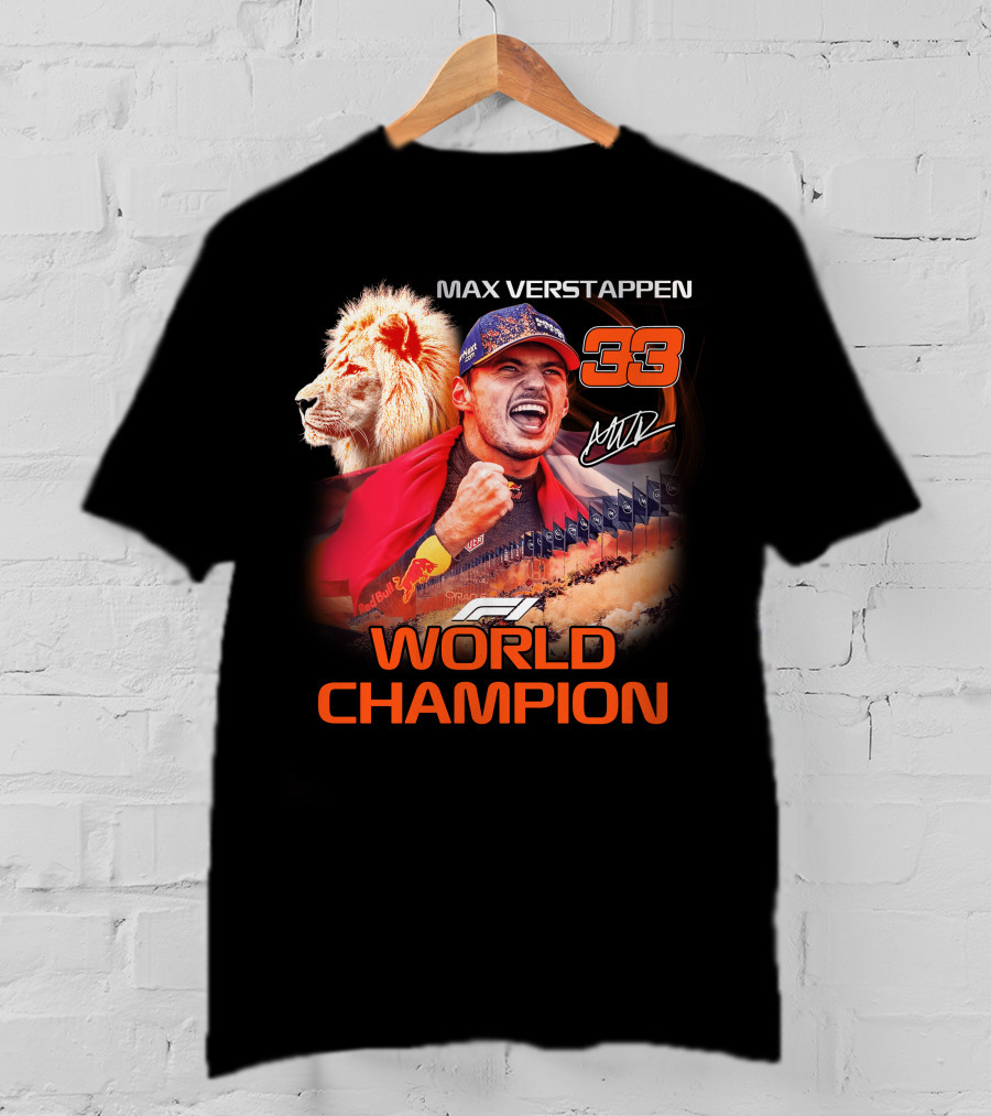 Max Verstappen 33 World Champion Felice Mav Lion F1 T-Shirt