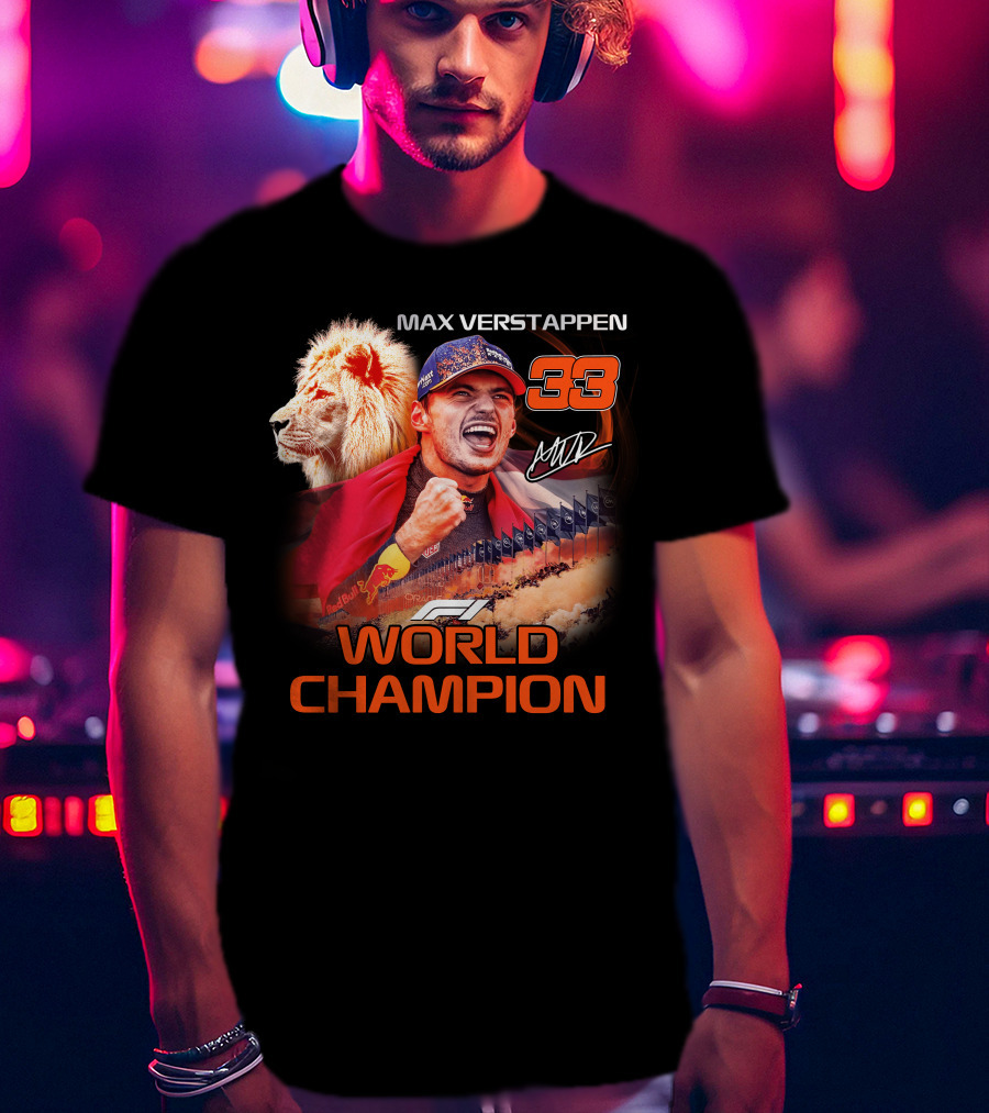 Max Verstappen 33 World Champion Felice Mav Lion F1 T-Shirt