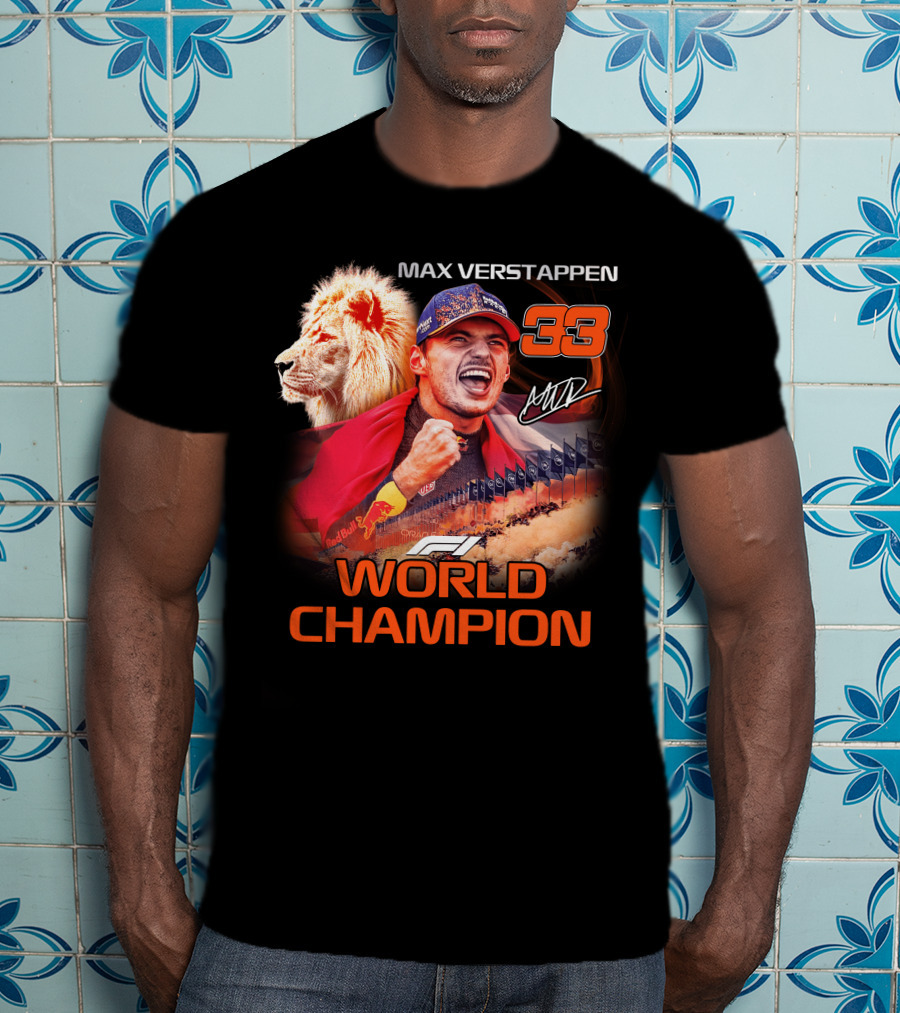 Max Verstappen 33 World Champion Felice Mav Lion F1 T-Shirt