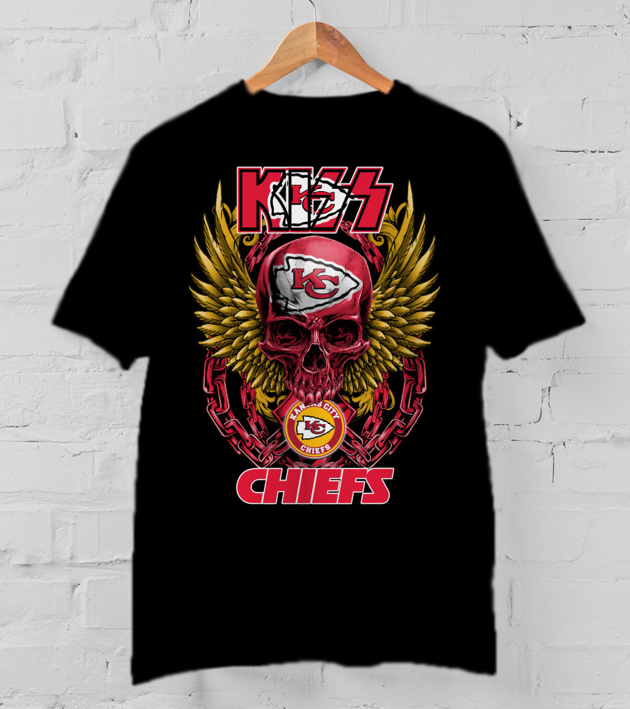 KISS Kansas City Chiefs Winged Skull And Chains T-Shirt