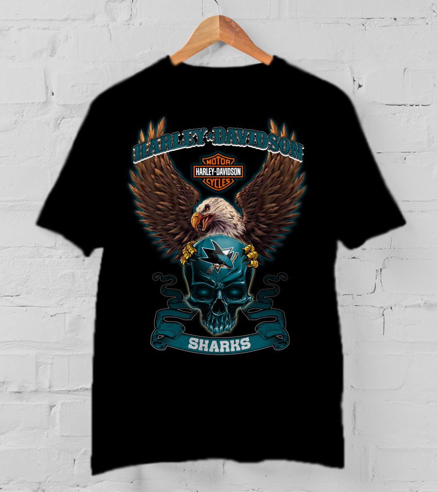 Harley Davidson Cycles Eagle San Jose Sharks T-Shirt