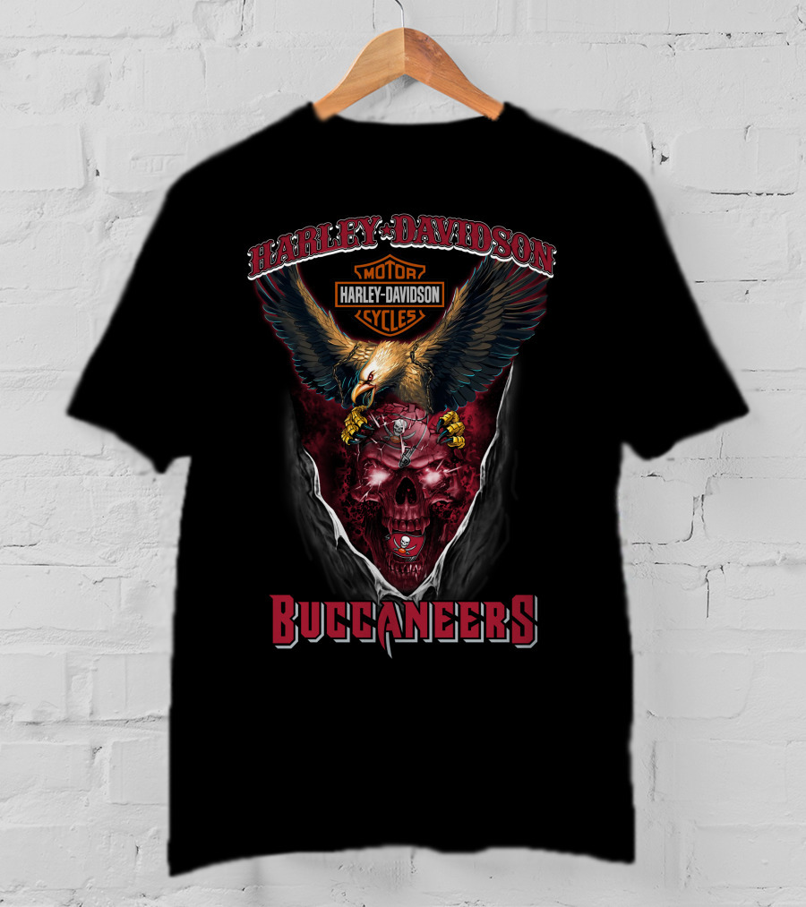 Harley Davidson Cycles Tampa Bay Buccaneers Eagle And Skull T-Shirt