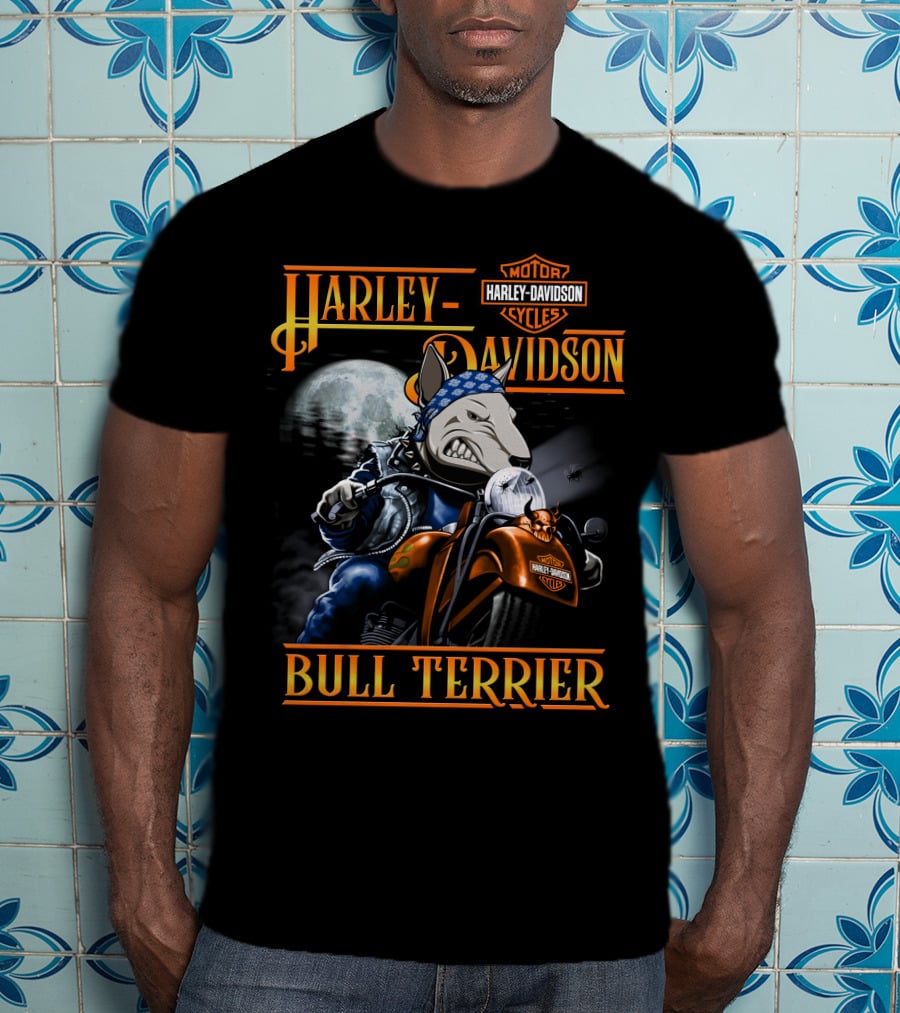 Harley Davidson Bull Terrier Motorcycles T-Shirt