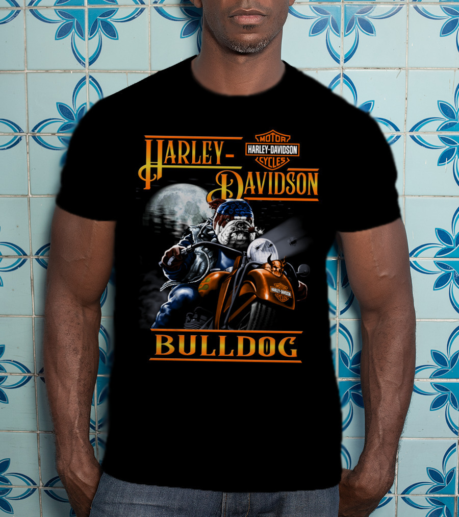 Harley Davidson Bulldog Moonlight Ride T-Shirt