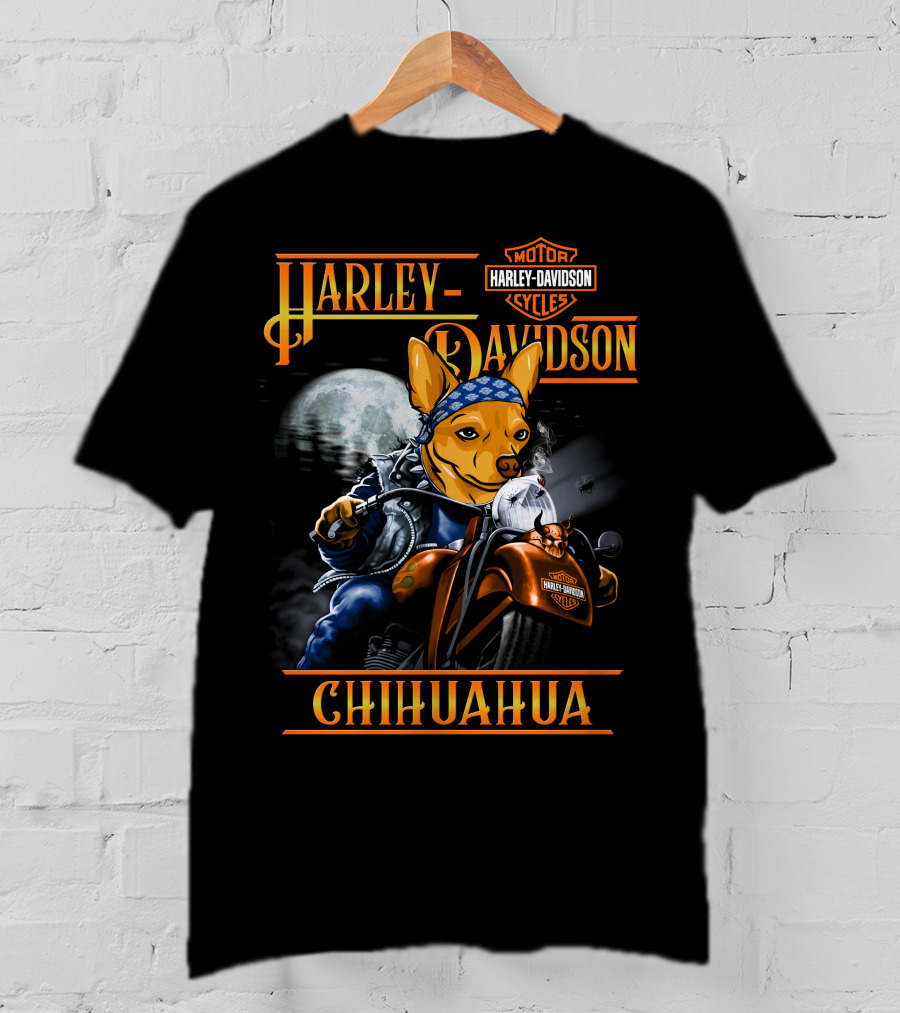 Harley Davidson Chihuahua Motorcycles Moon Rider T-Shirt