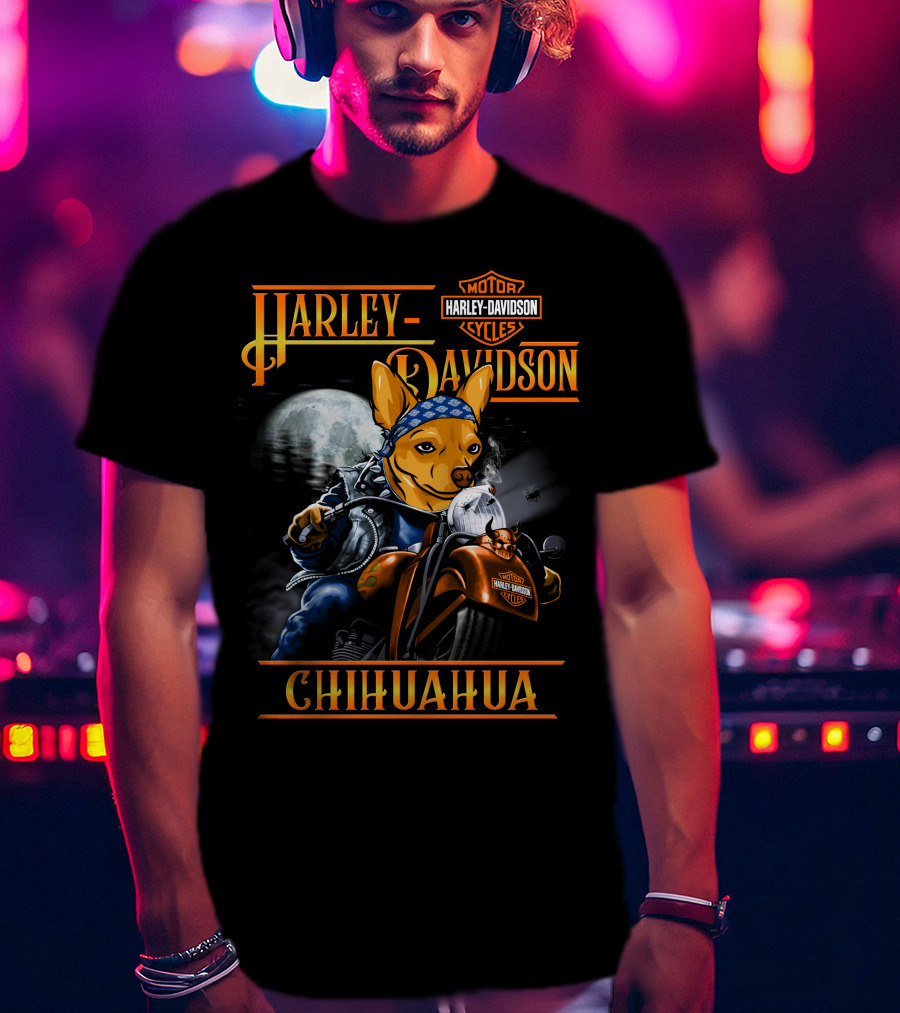 Harley Davidson Chihuahua Motorcycles Moon Rider T-Shirt