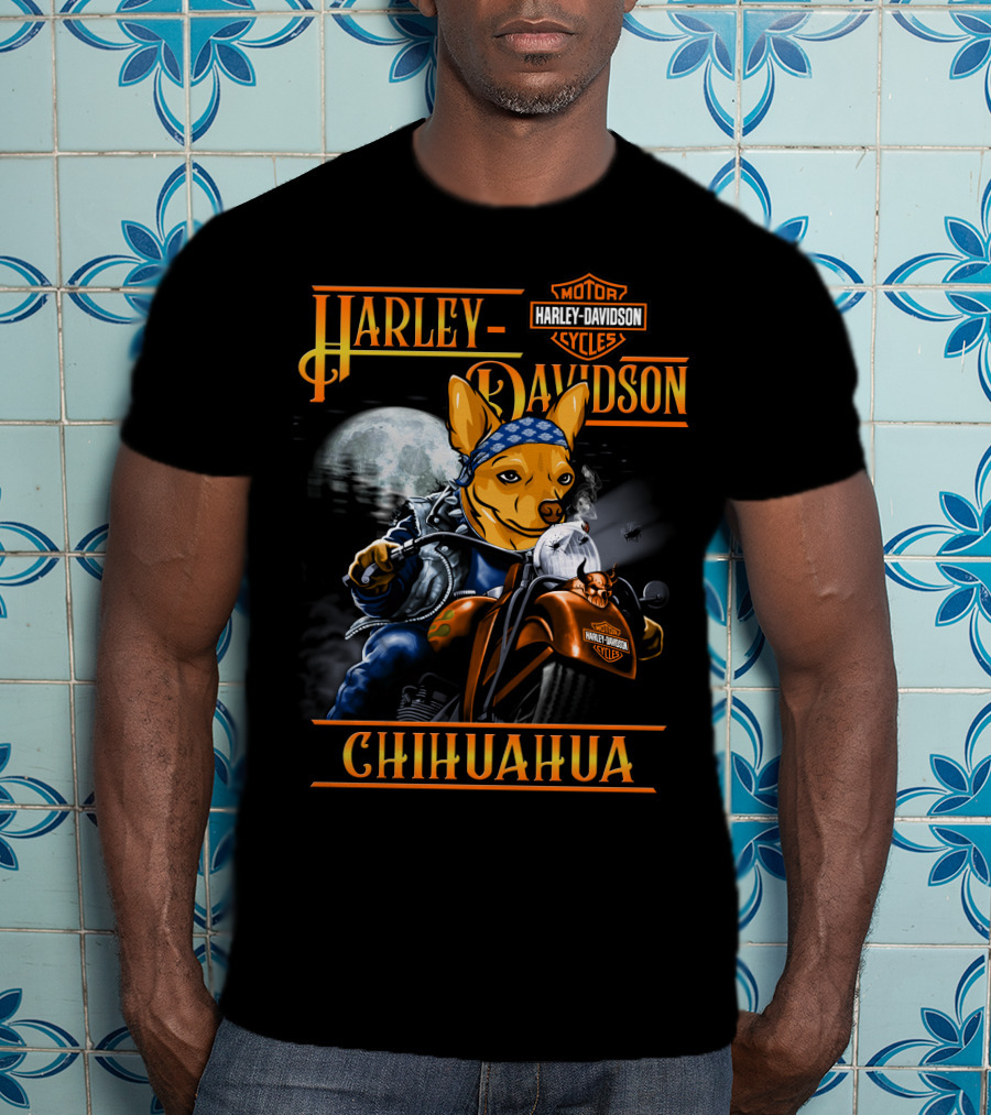Harley Davidson Chihuahua Motorcycles Moon Rider T-Shirt
