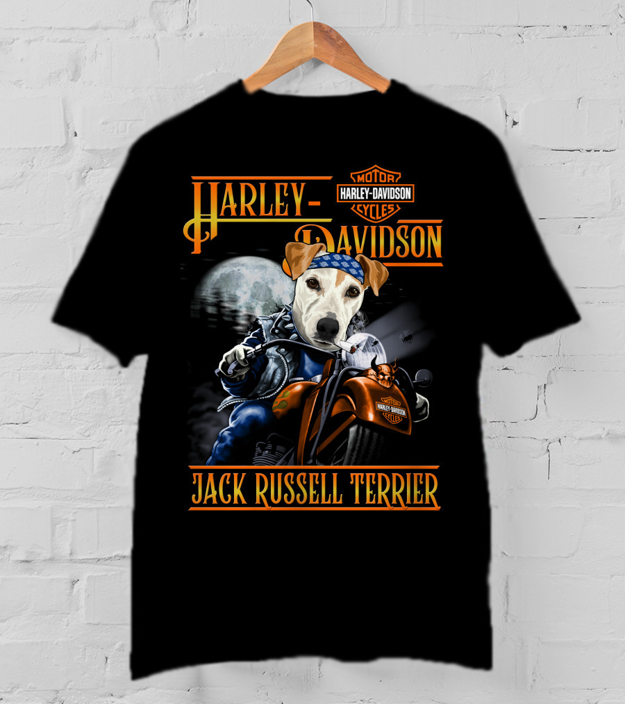 Harley Davidson Jack Russell Terrier Motorcycle Rider T-Shirt