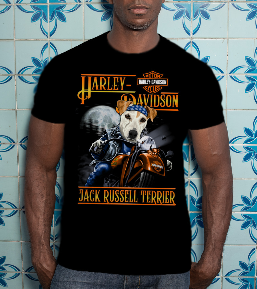 Harley Davidson Jack Russell Terrier Motorcycle Rider T-Shirt