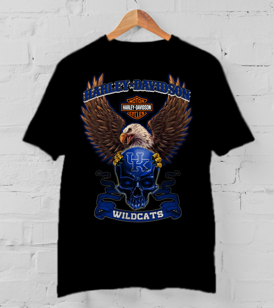Harley Davidson Kentucky Wildcats Eagle Skull Hd03 Ncaa T-Shirt