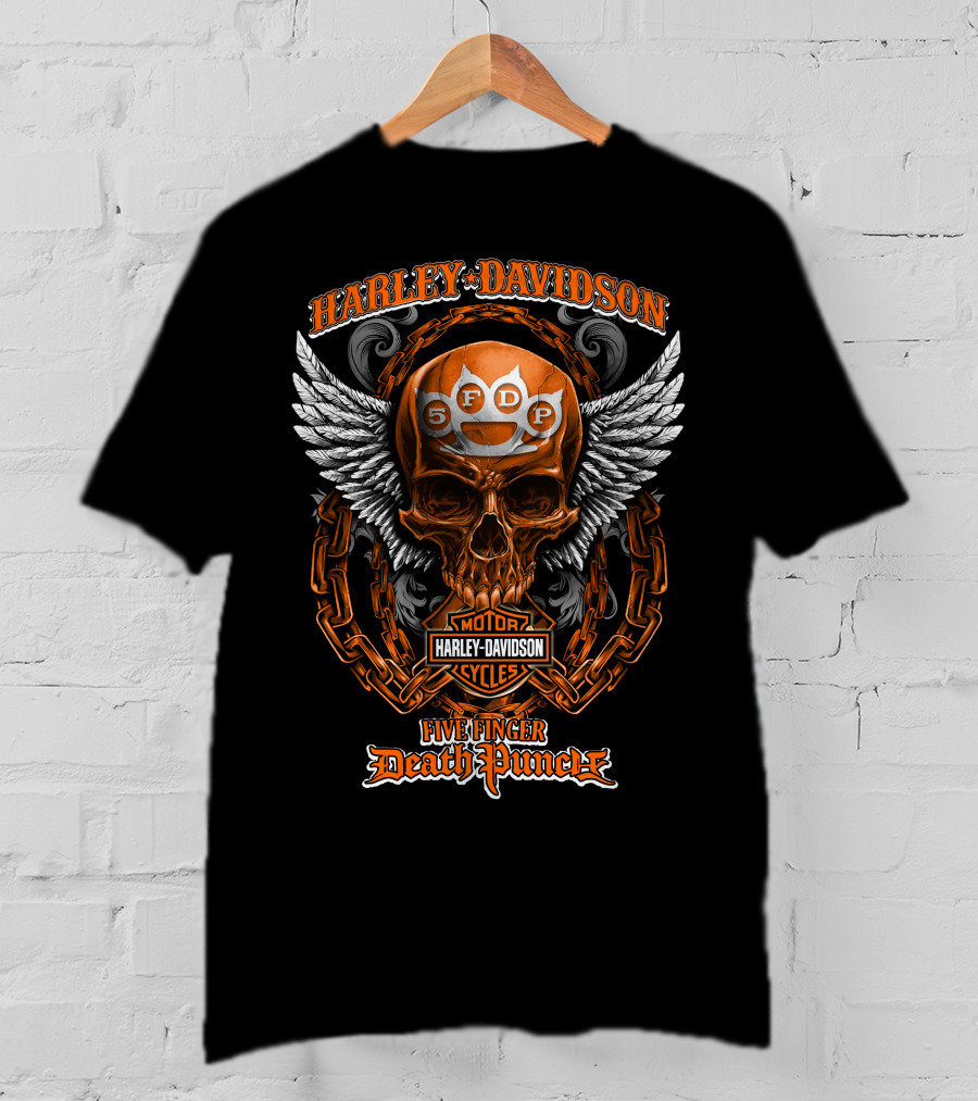 Harley Davidson Five Finger Death Punch Motor Cycles Skull 5Fdp T-Shirt