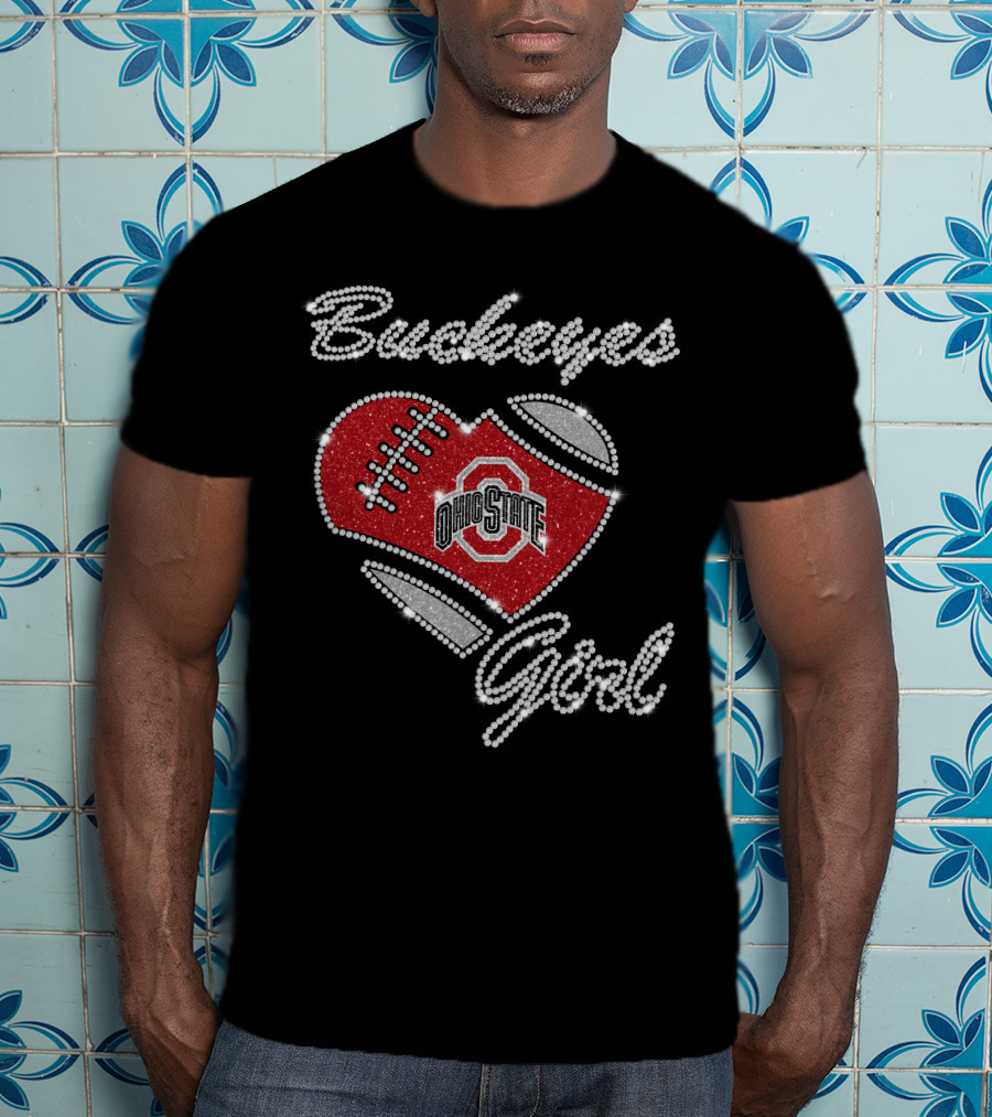 Buckeyes Girl Ohio State Heart Football T-Shirt