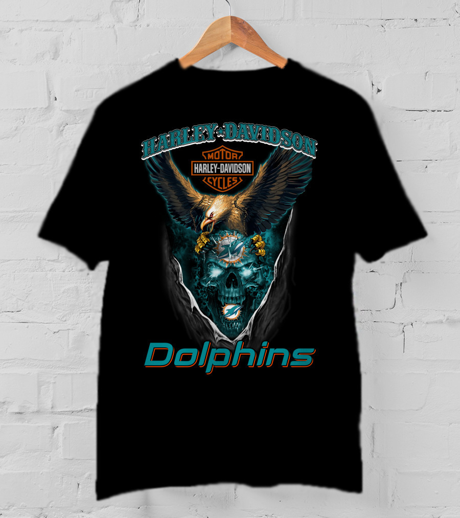 Harley Davidson Motor Cycles Dolphins Miami Hd29Nfl T-Shirt
