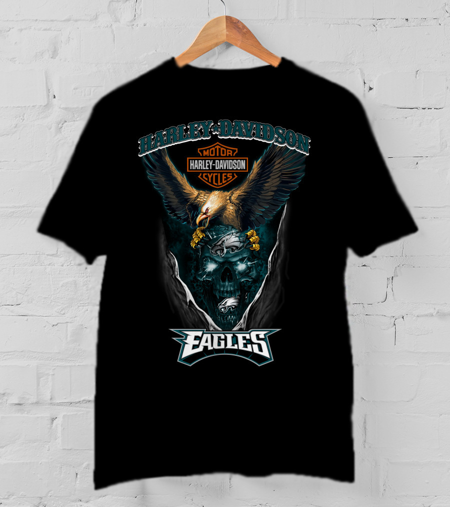 Harley Davidson Motor Cycles Eagles Philadelphia T-Shirt