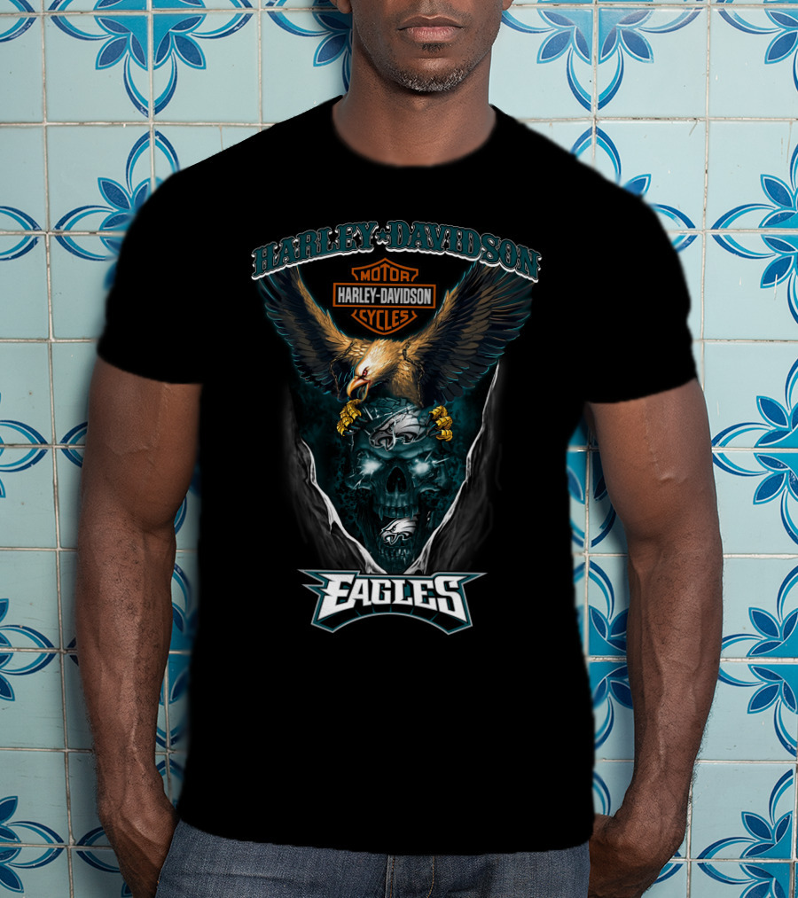 Harley Davidson Motor Cycles Eagles Philadelphia T-Shirt