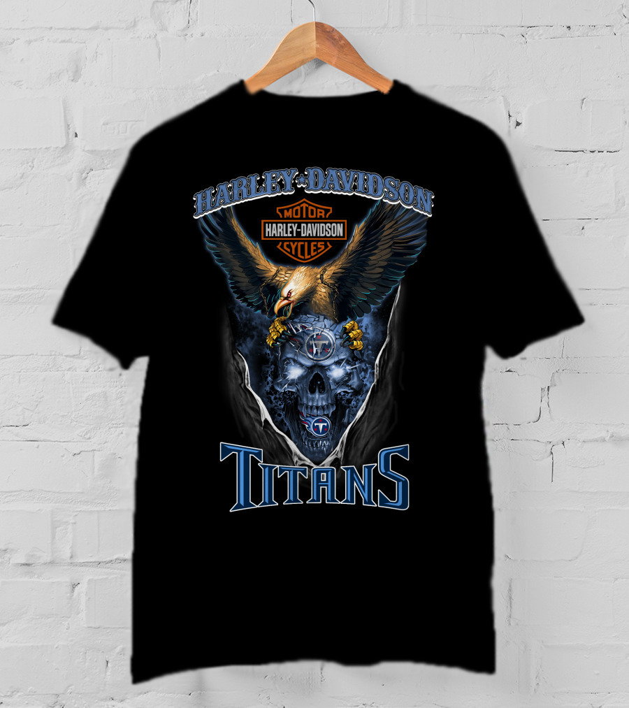 Harley Davidson Motor Cycles Eagle Skull Titans T-Shirt
