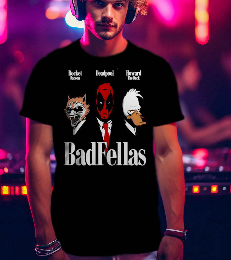 Badfellas Rocket Raccoon Deadpool Howard The Duck T-Shirt