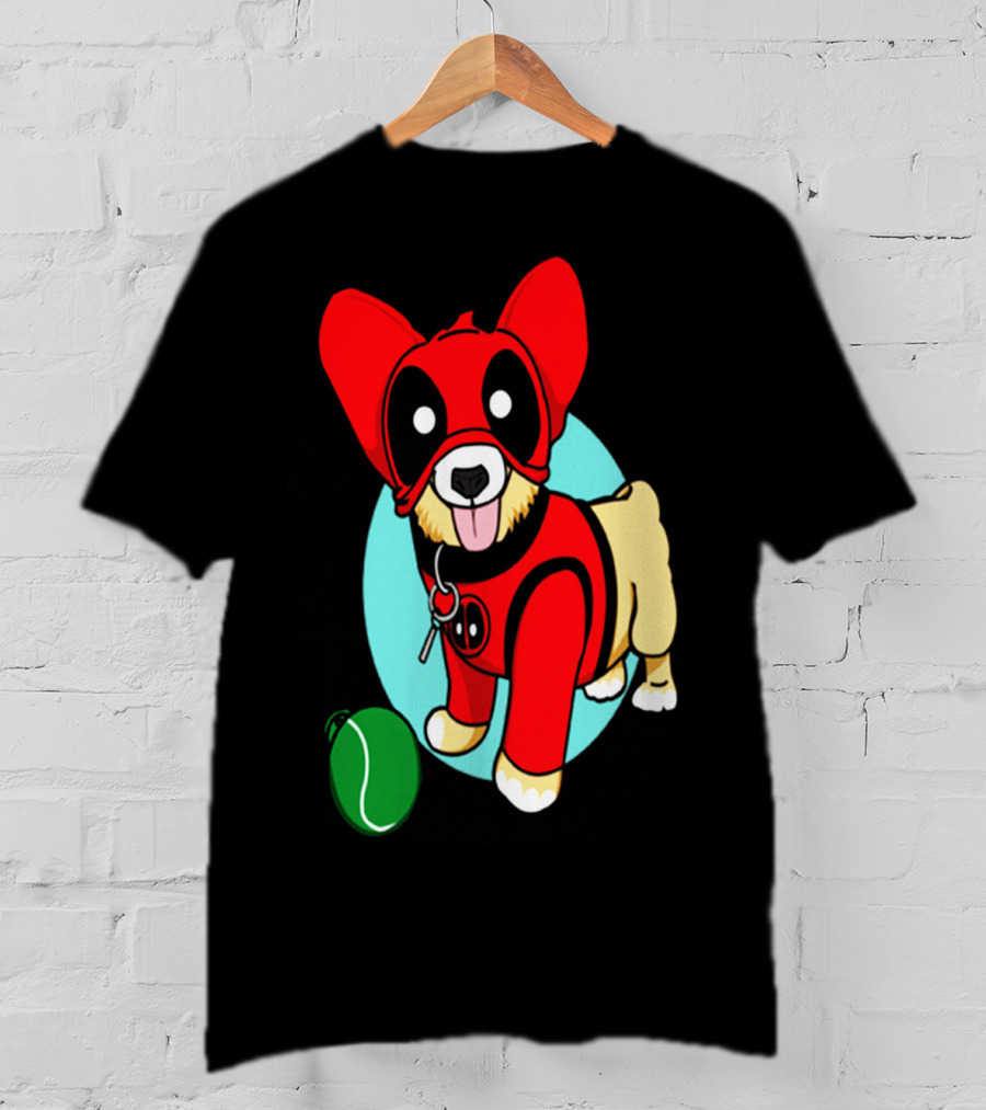 Corgi In Deadpool Costume With Tennis Ball T-Shirt