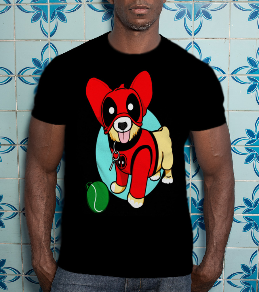 Corgi In Deadpool Costume With Tennis Ball T-Shirt