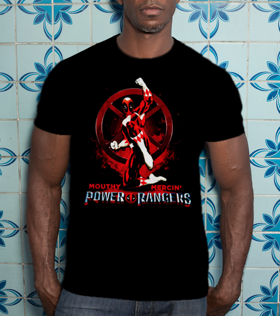 Mouthy Mercin' Power Of Rangers Crossover With Deadpool T-Shirt
