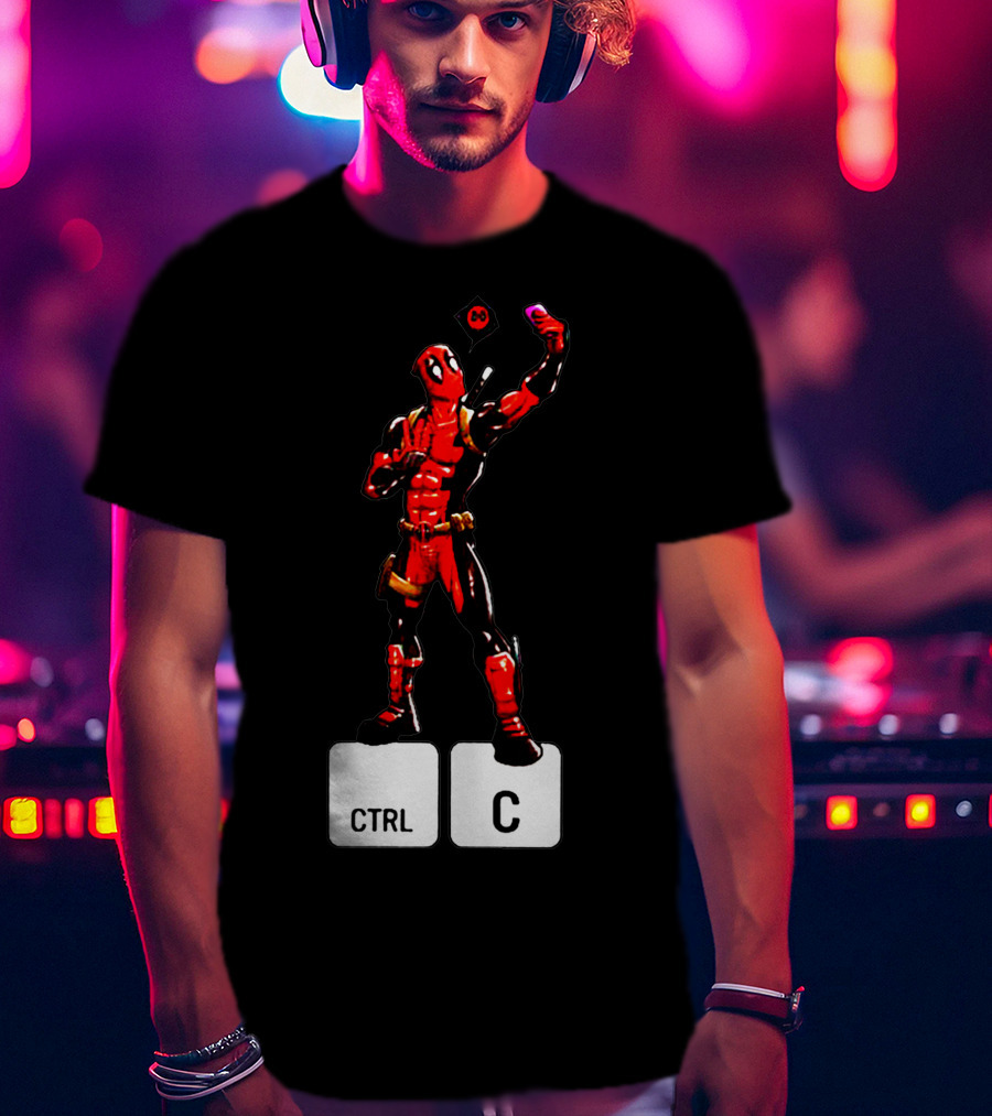 DEADPOOL CTRL C Keyboard Parody Selfie Gaming T-Shirt
