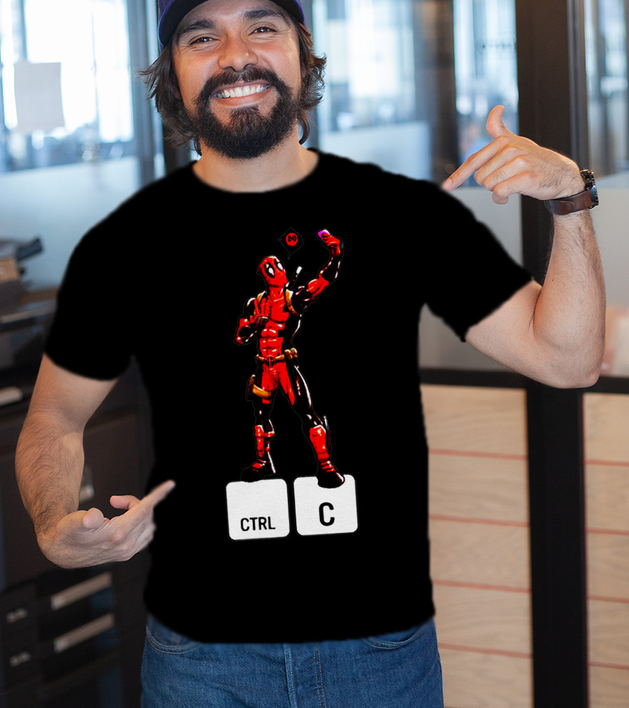 DEADPOOL CTRL C Keyboard Parody Selfie Gaming T-Shirt
