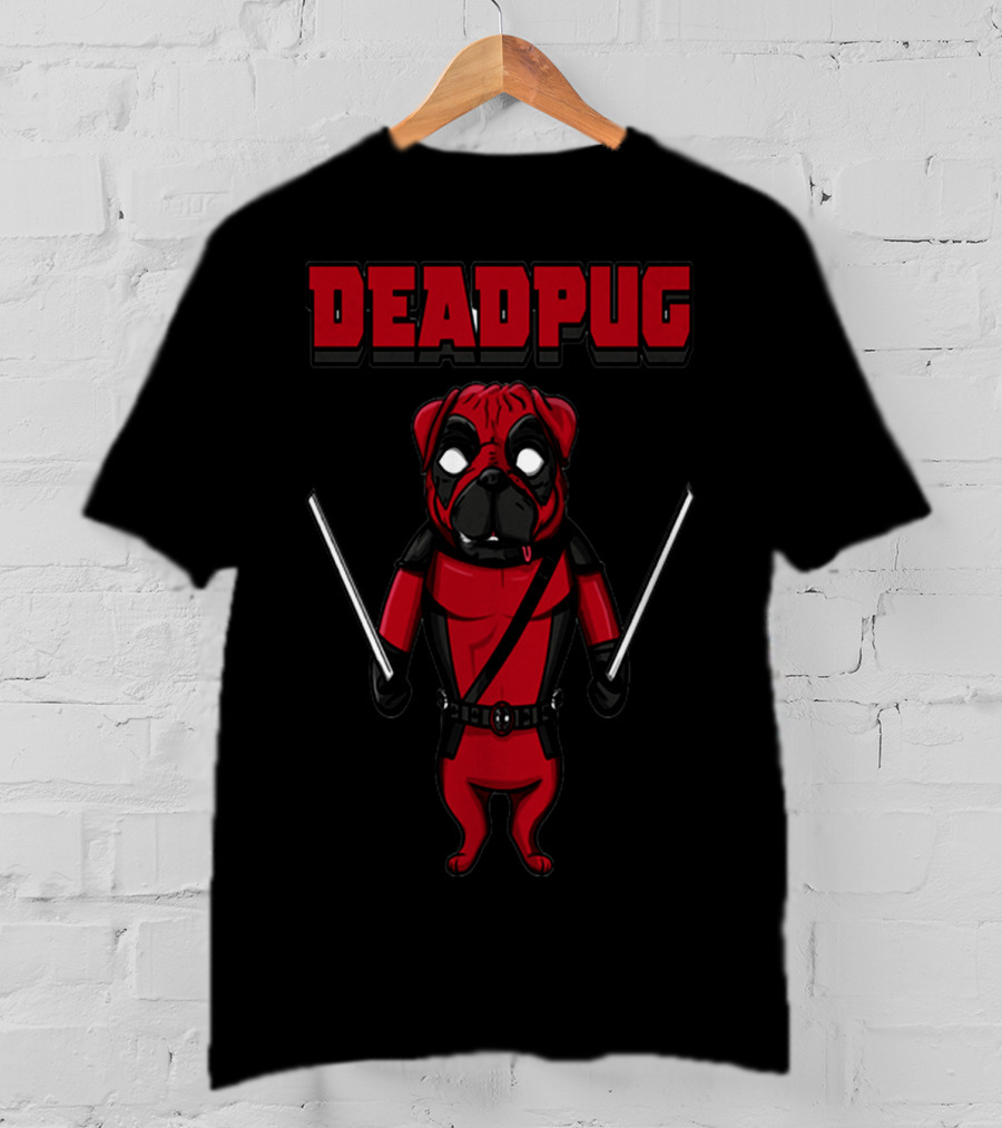 Deadpug Deadpool Pug Comic Parody With Swords T-Shirt