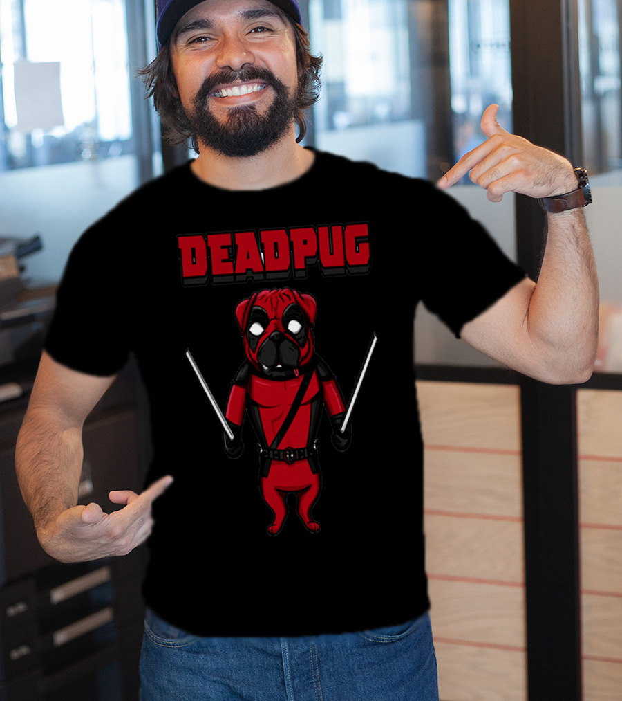 Deadpug Deadpool Pug Comic Parody With Swords T-Shirt