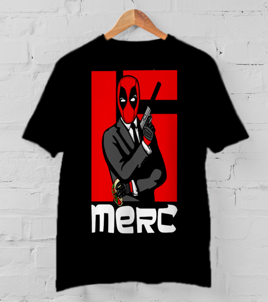 Deadpool Merc 007 Parody Graphic With Red Mask And Suit T-Shirt