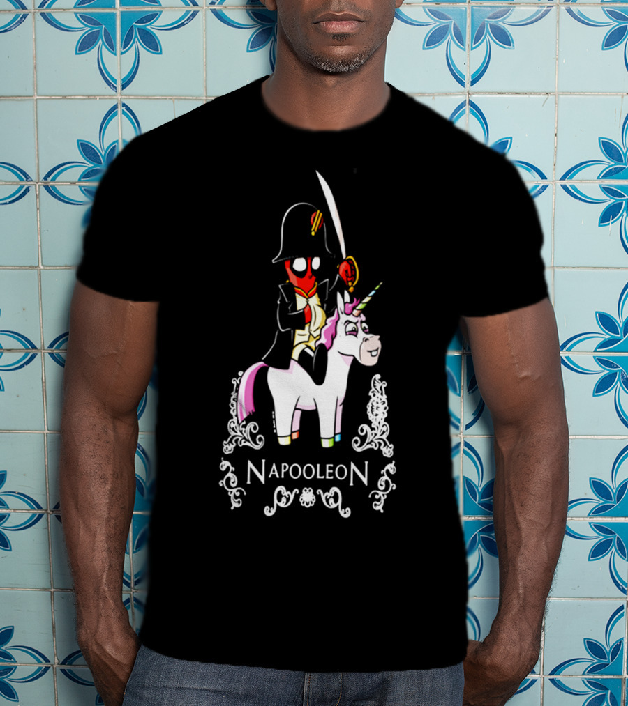 Deadpool As Napoleon Riding A Unicorn With Sword And Top Hat T-Shirt