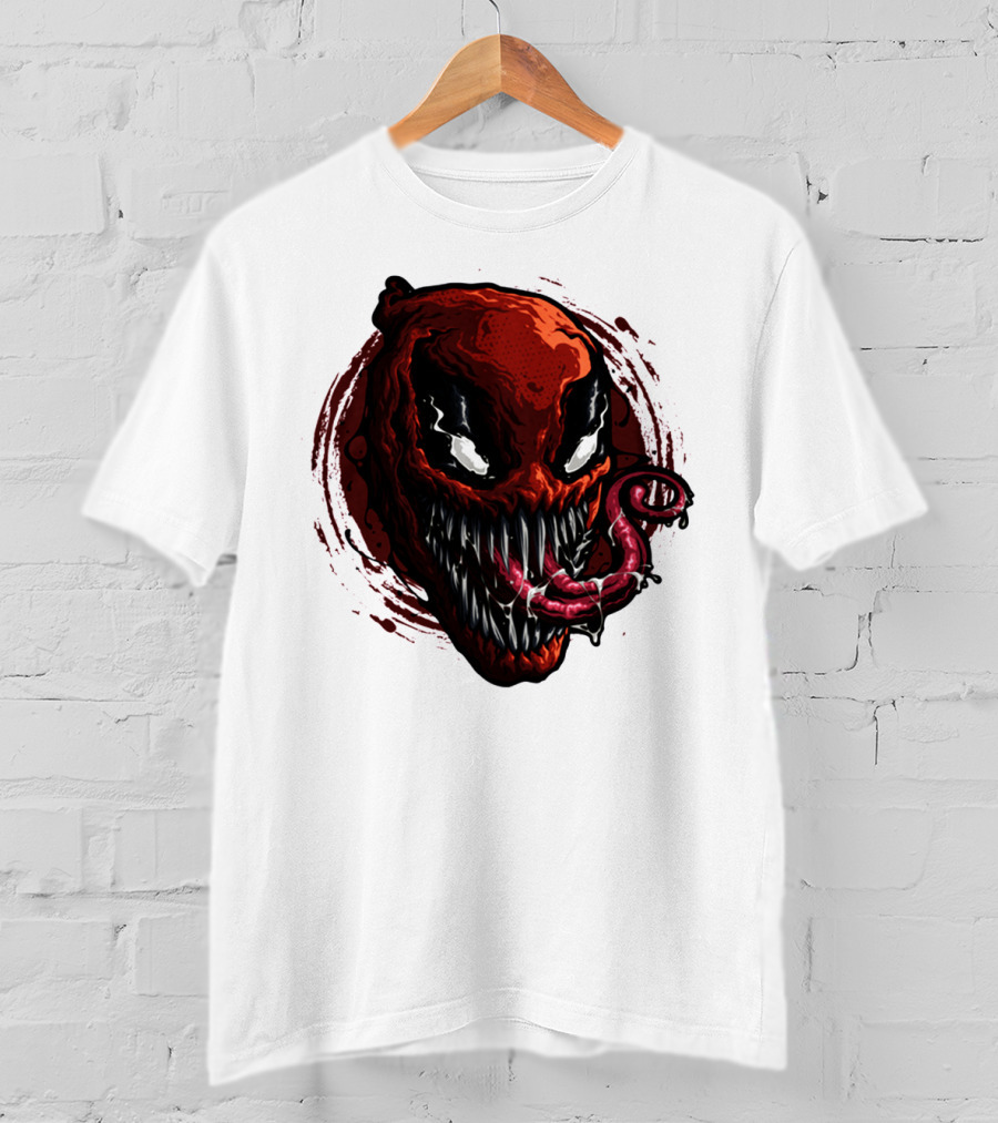 Deadpool Venom Hybrid Marvel Symbiote Face With Tongue And Teeth T-Shirt