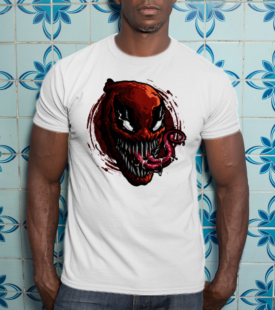 Deadpool Venom Hybrid Marvel Symbiote Face With Tongue And Teeth T-Shirt