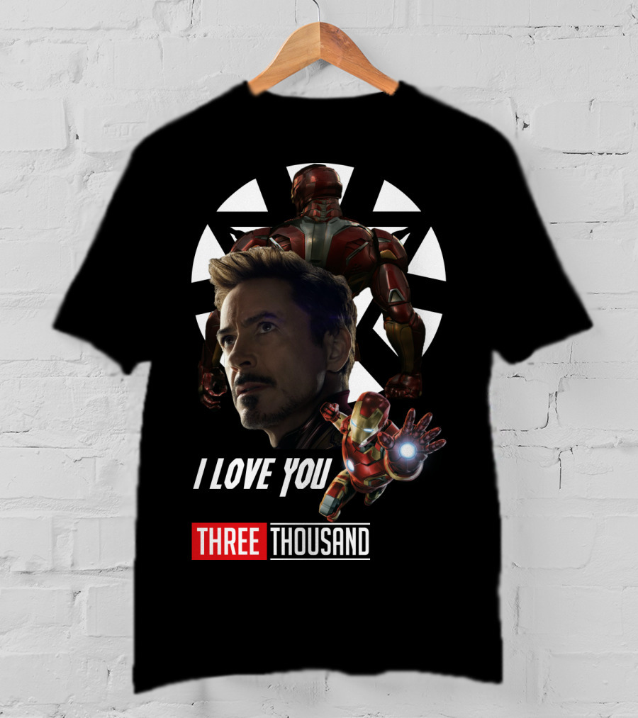 Avengers Iron Man I Love You Three Thousand Times Triangular Background T-Shirt
