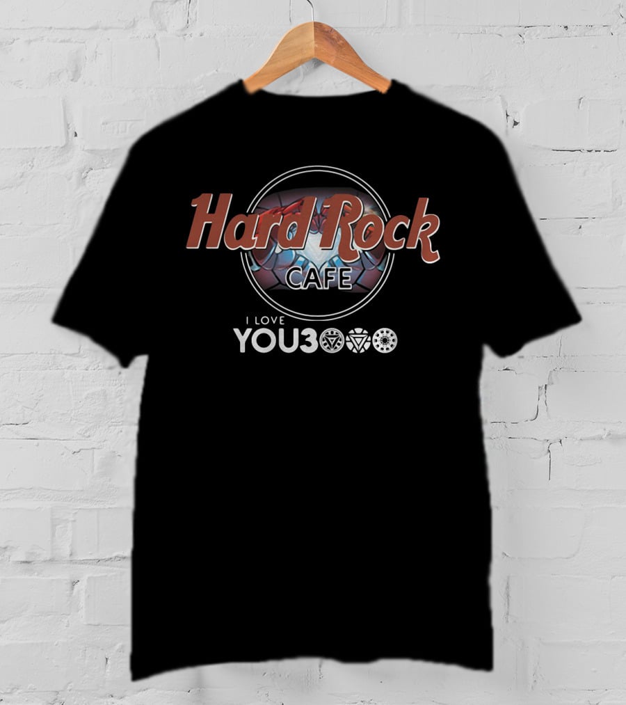 Hard Rock Cafe Marvel Avengers I Love You 3000 Iconic Symbols T-Shirt
