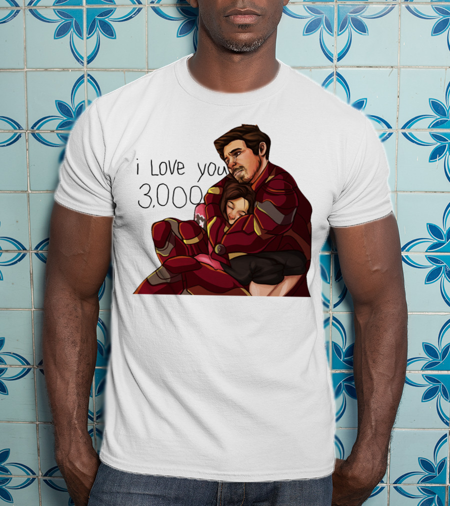 Avengers Iron Man Morgan Stark I Love You 3000 Dad Hug Marvel Reference T-Shirt