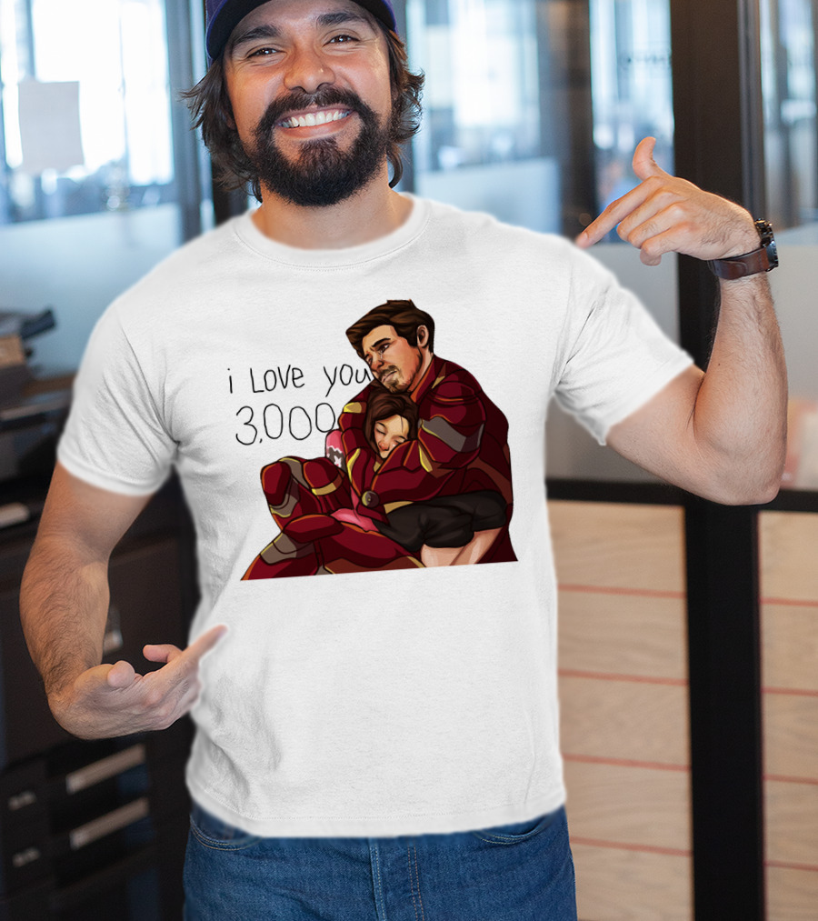 Avengers Iron Man Morgan Stark I Love You 3000 Dad Hug Marvel Reference T-Shirt