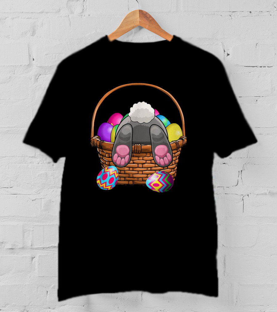 Easter Bunny Feet In Basket With Colorful Eggs T-Shirt