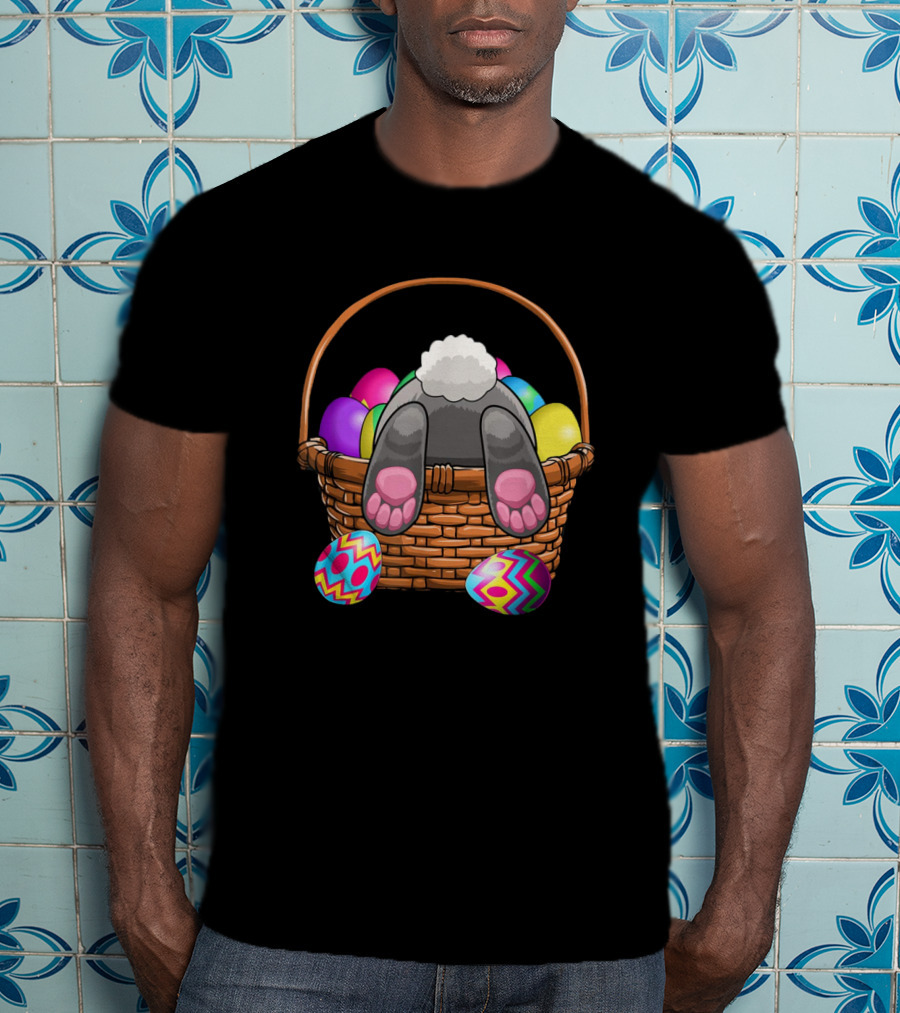 Easter Bunny Feet In Basket With Colorful Eggs T-Shirt