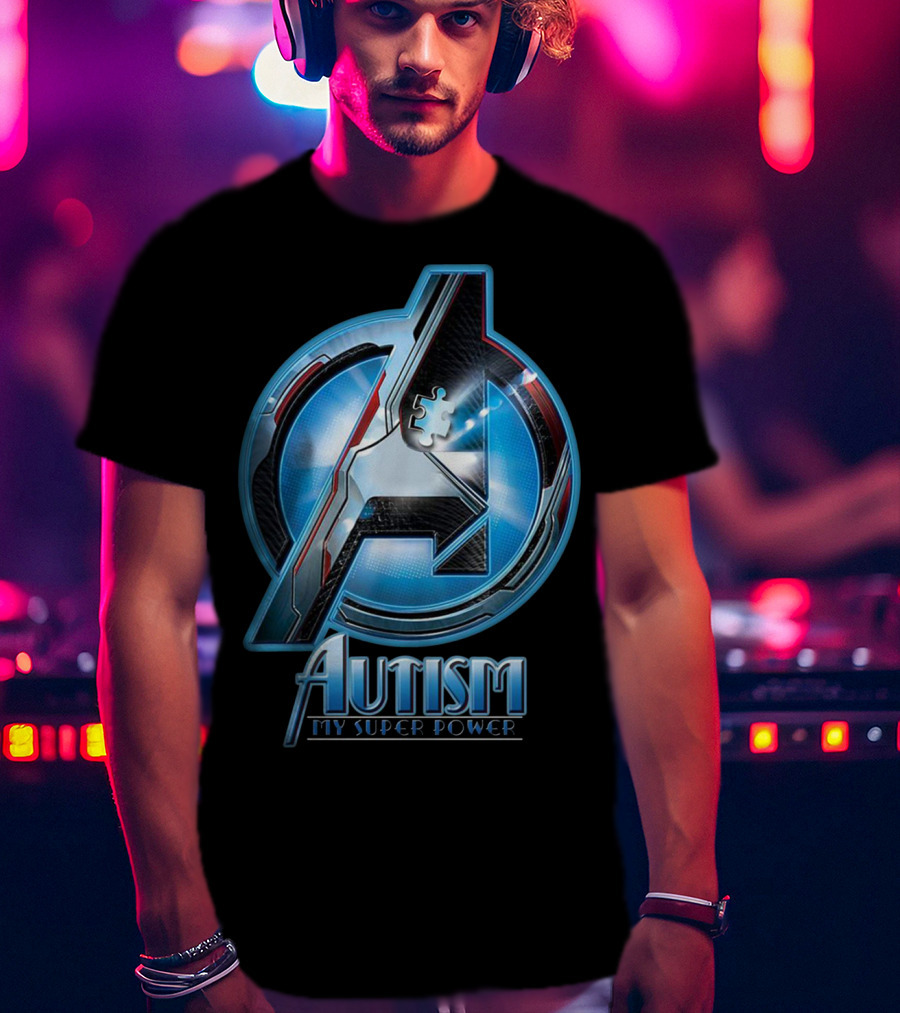 Autism My Super Power Avengers-Inspired Puzzle Piece T-Shirt
