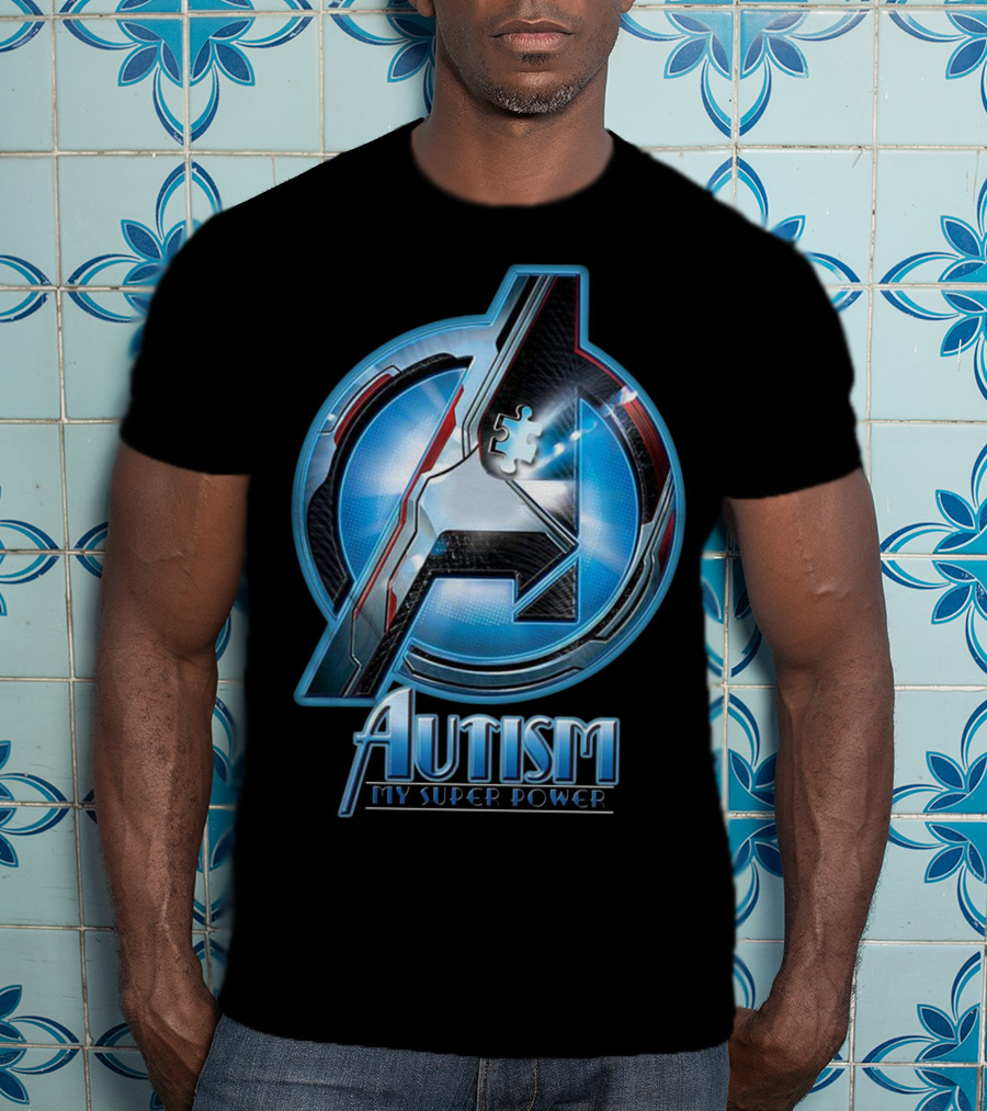 Autism My Super Power Avengers-Inspired Puzzle Piece T-Shirt