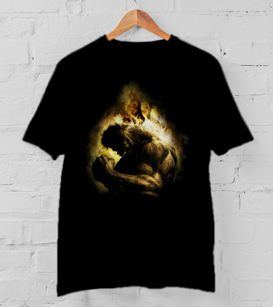 HULK POWER Fiery Silhouette In Strength And Flames T-Shirt