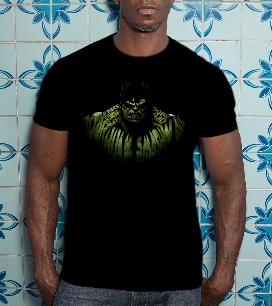 Hulk Word Roar Smash Strongest Avengers Puny Human Bash Fight Rage T-Shirt