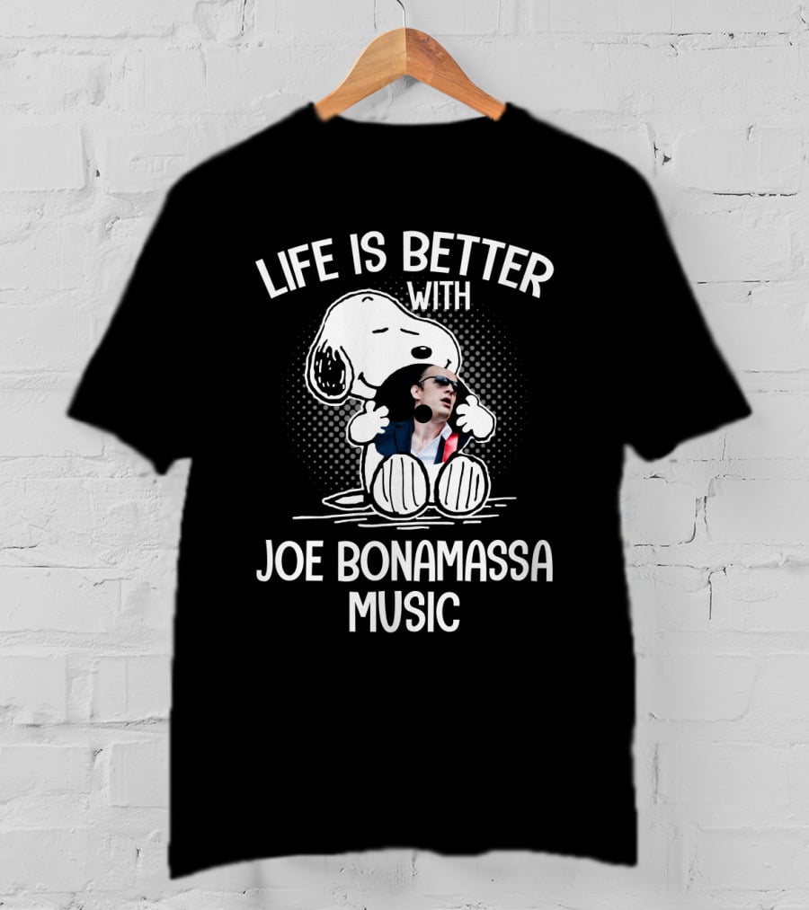 Life Is Better With Snoopy Embracing Joe Bonamassa Music T-Shirt