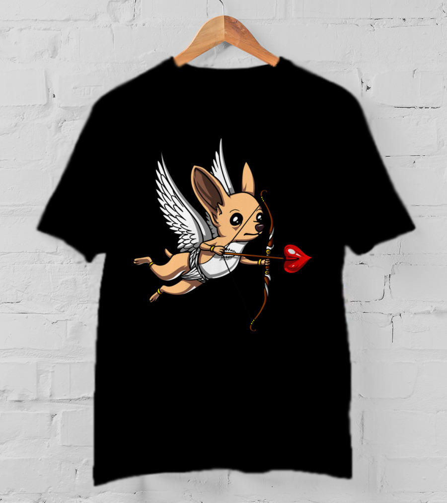 Chihuahua Cupid With Bow And Heart Arrow Wings T-Shirt