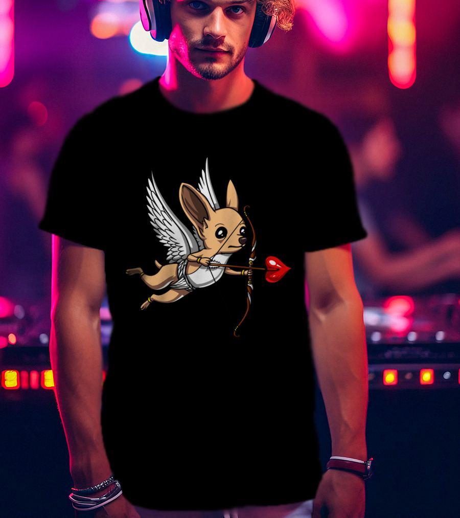 Chihuahua Cupid With Bow And Heart Arrow Wings T-Shirt